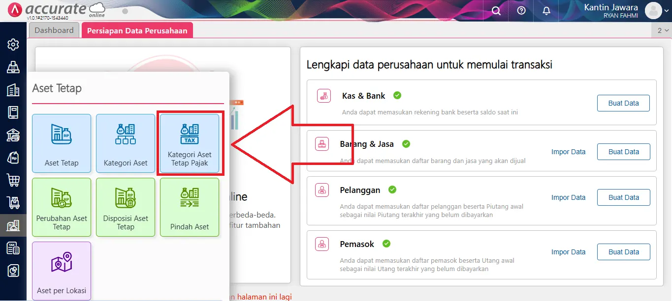 kategori aset tetap pajak di Accurate Online